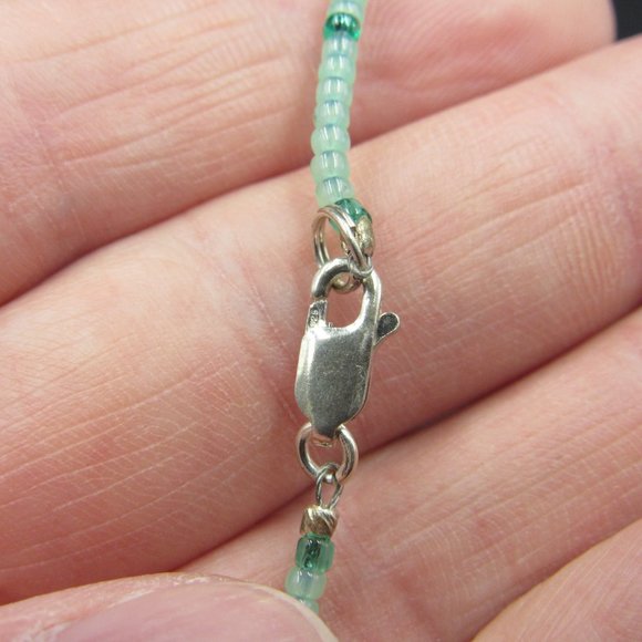 22" Sterling Silver Different Shades Of Jade Stone Necklace Vintage - Picture 5 of 7